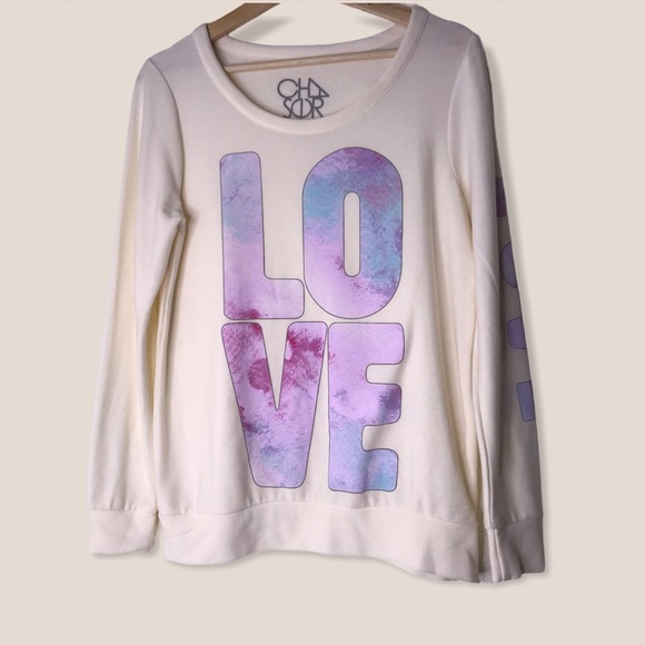 Chaser Love Graphic Sweater Top Cream - Picture 2 of 3